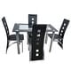 preview thumbnail 2 of 7, 110cm Dining Table Set Tempered Glass Dining Table with 4pcs Chairs Transparent & Black