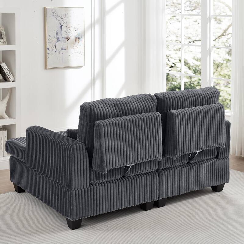 Chaise Lounge Sofa Chair, Loveseat with Adjustable Backrest, Convertible 2-Seater Sectional Sofa Chair