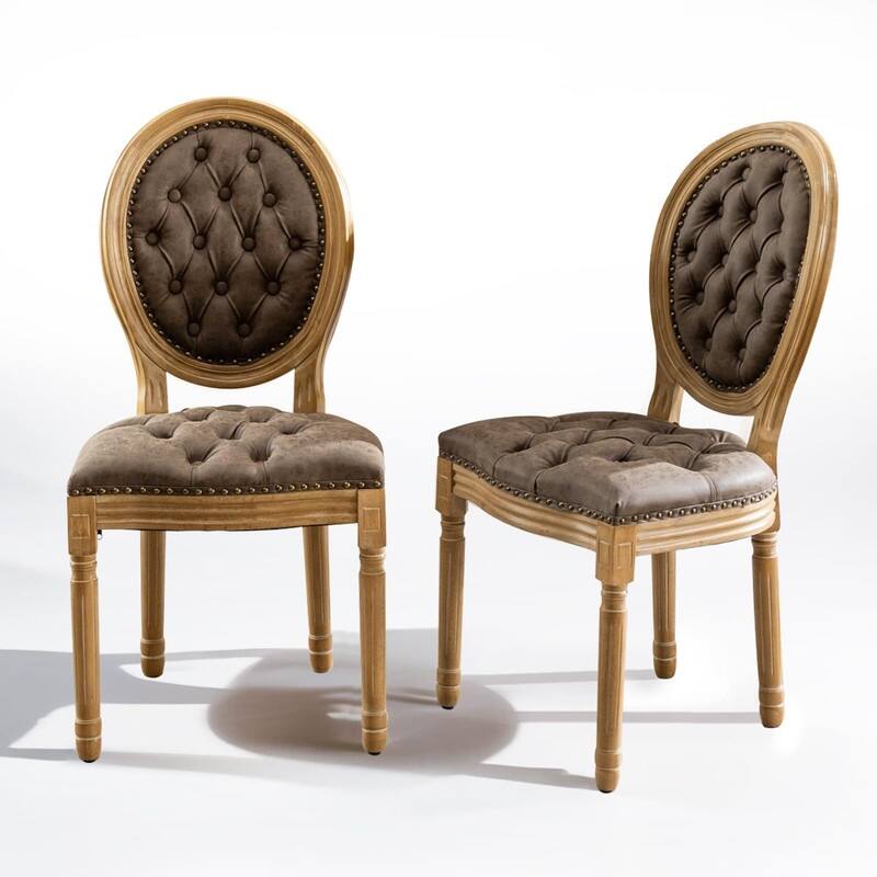 Upholstered French Style Nailhead Dining Chairs(Set of 2)