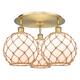 Option Brushed Brass / White Glass with Brown Rope