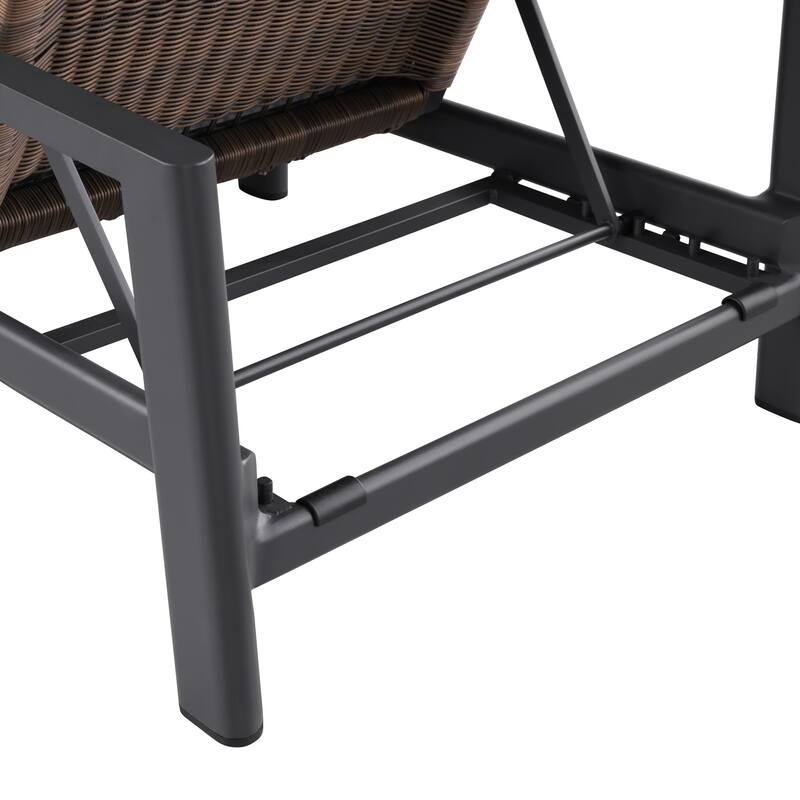 Arlo Teak & Wicker Aluminum Dual-Use Outdoor Chaise Lounge (Set of 2)