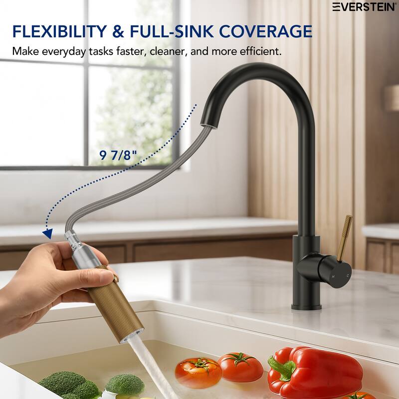 Single-Handle Pull-Down Sprayer Kitchen Faucet with 360° Spout Swivel