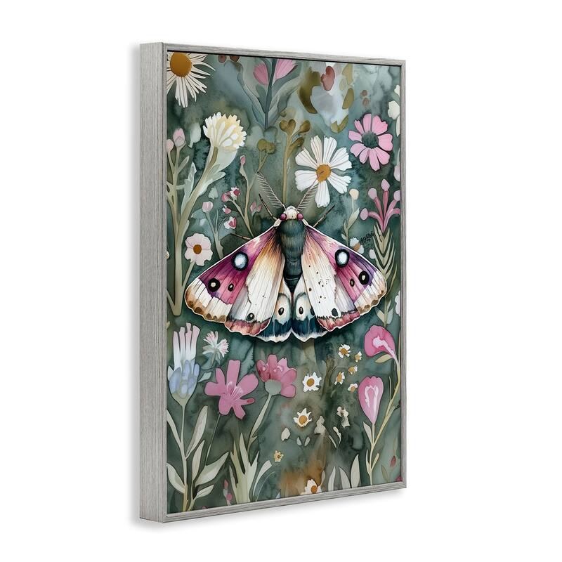 Stupell Beautiful Moth over Florals Framed Giclee Art Design By The Dutch Lady