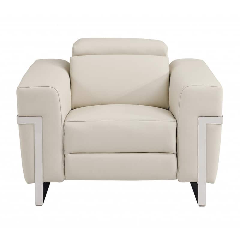 HomeRoots Three Piece Indoor Beige Italian Leather Six Person Seating Set