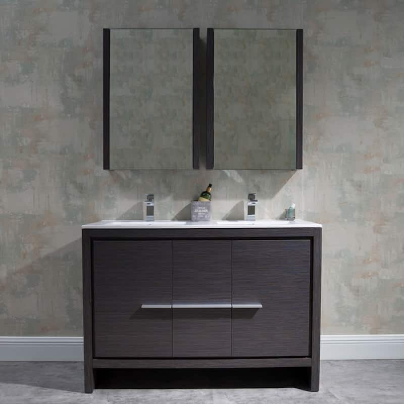 Solid Wood Bathroom Vanity with Mirror Medicine Cabinet