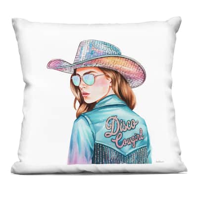 Stupell Disco Cowgirl Portrait Decorative Printed Throw Pillow Design by Amanda Greenwood
