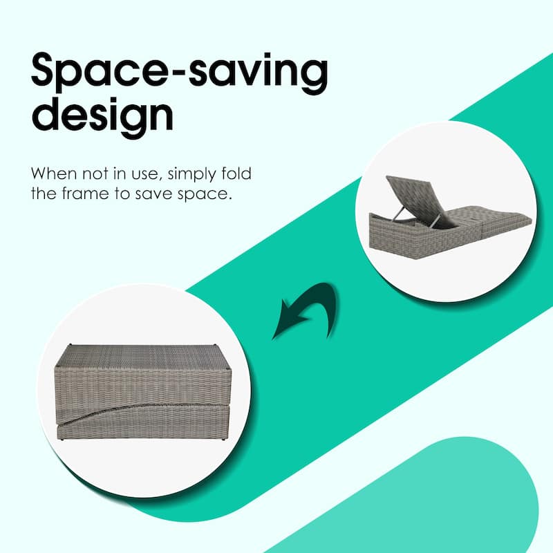 Adjustable Outdoor Wicker Reclining Chaise Lounge with Cushion