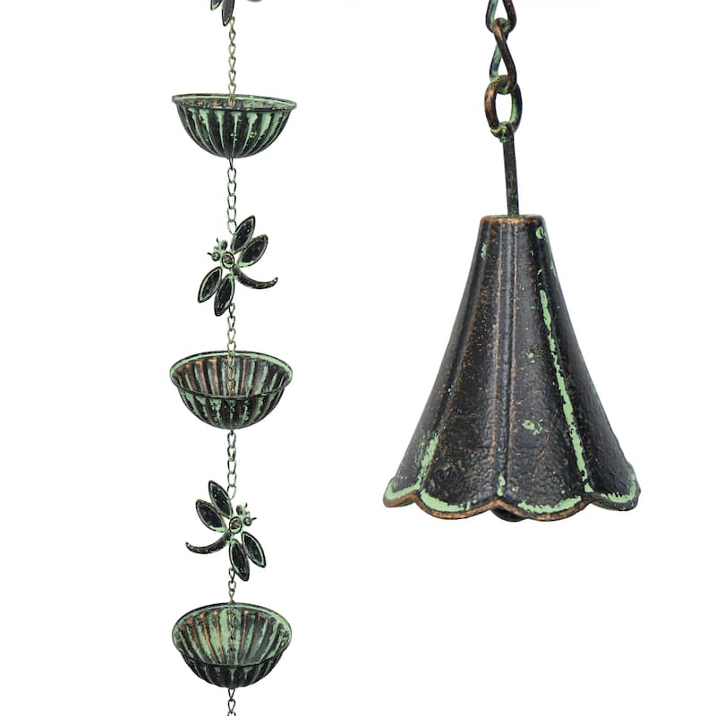 Metal Hanging Dragonfly Chain Rain Catcher