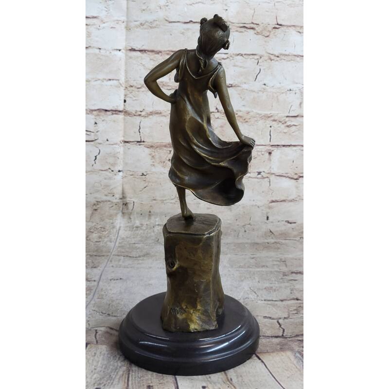 Handmade Detailed Collector Collectible Dancer By Vallet Bronze Sculpture Home