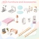 preview thumbnail 9 of 7, Wooden Dollhouse for Kids, 3 Levels, Double-Sided Roofs, and Interactive Doors - 22" x 14" x 26" (L x W x H)