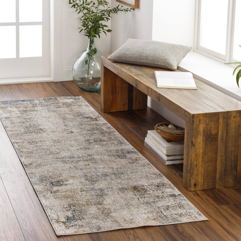Livabliss Modern & Contemporary Cardiff Abstract Area Rug - 2'7" x 7'3" - Grey/Blue