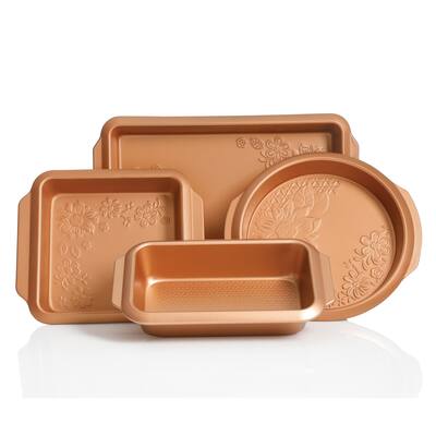 4 Piece Nonstick Floral Pattern Steel Bakeware Set