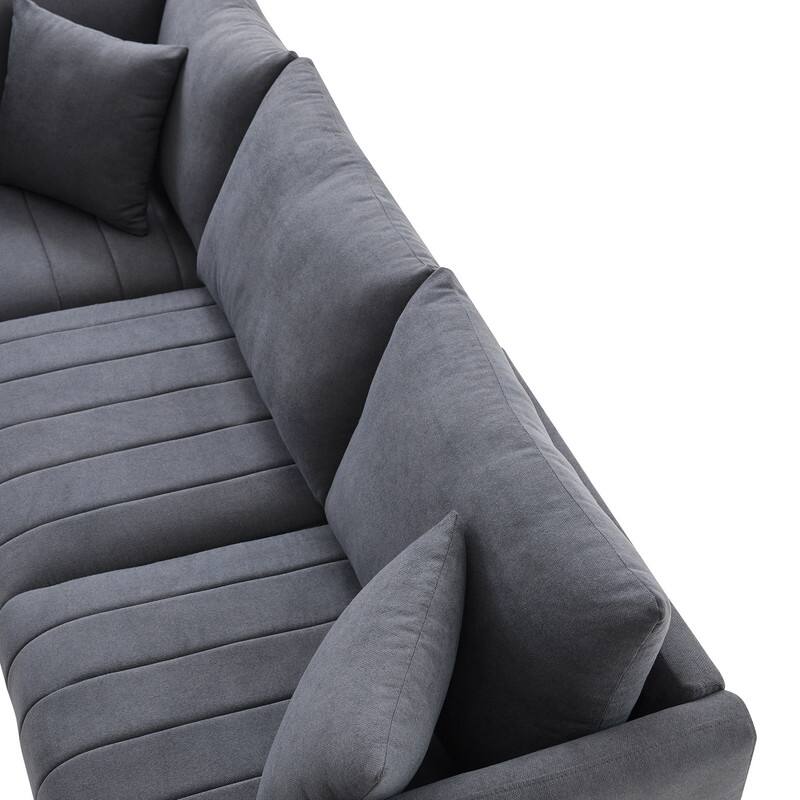 89x79" Modern Sectional Sofa with Convertible Ottoman,Living Room Couches L Shape Sofa with 2 Pillows