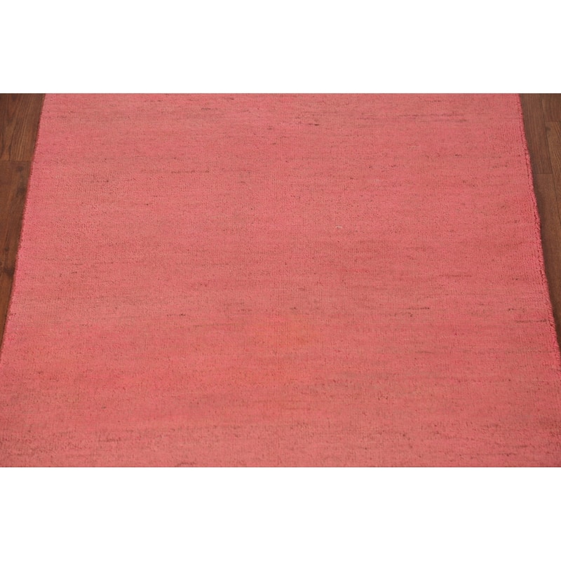 Pink Gabbeh Oriental Runner Rug Handmade Wool Carpet - 3'4" x 6'7"