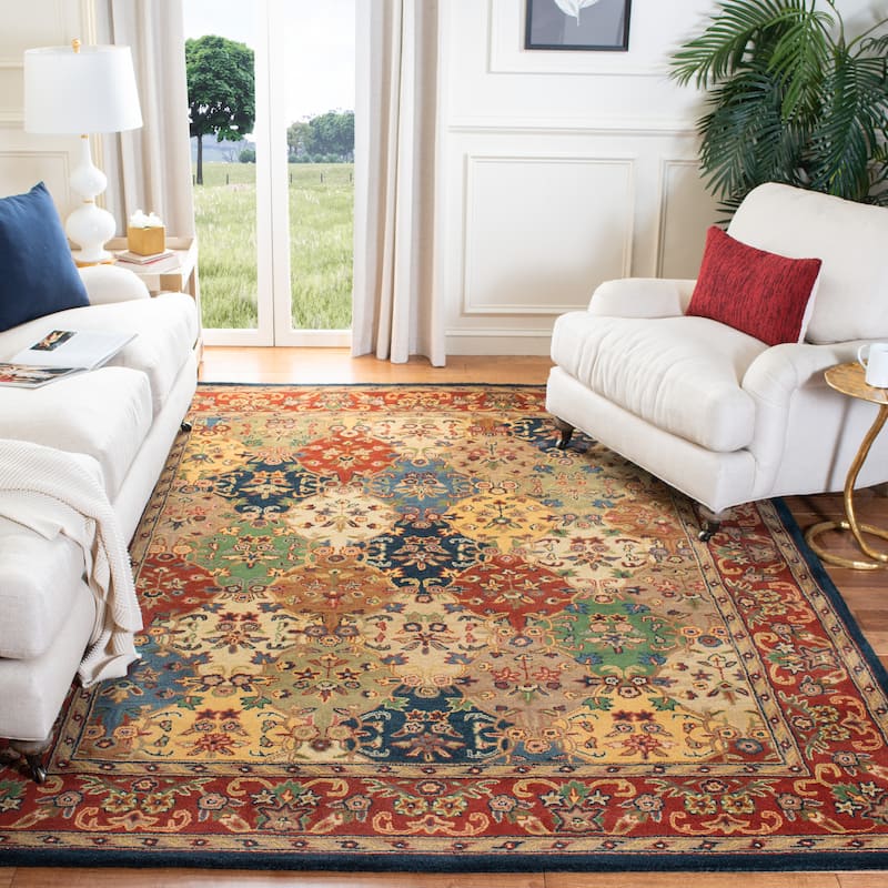 SAFAVIEH Handmade Heritage Reptilian Traditional Oriental Wool Rug - 9' x 12' - Multi/Burgundy