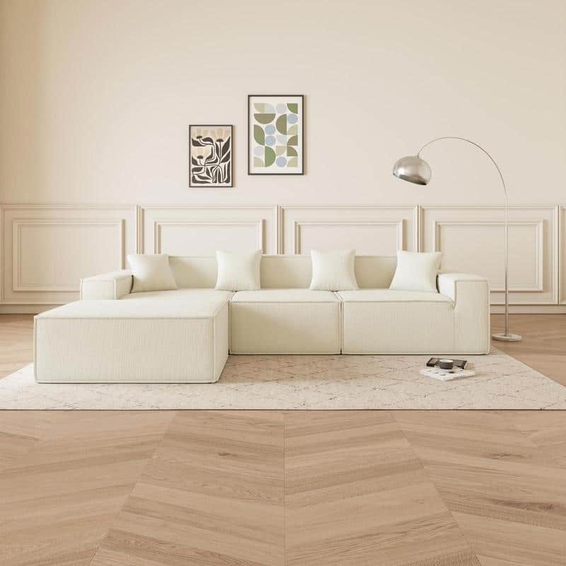 Modular L-Shaped Sofa, Deep Seat, Space-Saving, Easy Assembly