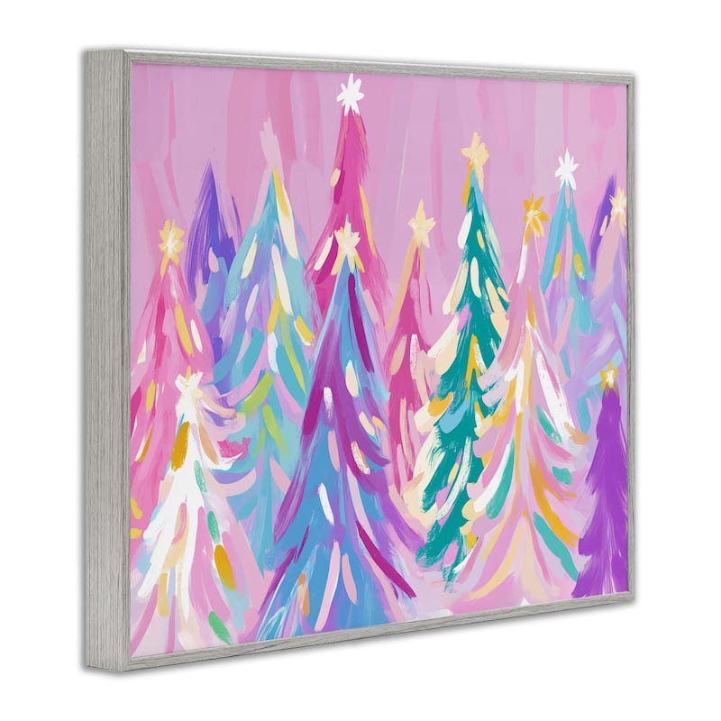 Stupell Pastel Christmas Trees Abstraction Framed Giclee Art Design By Arlington Prints