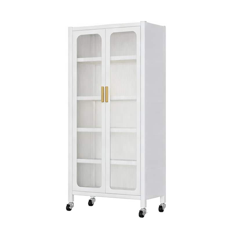 GDF Studio - Alabelle Modern Metal Storage Cabinet with Transparent Door