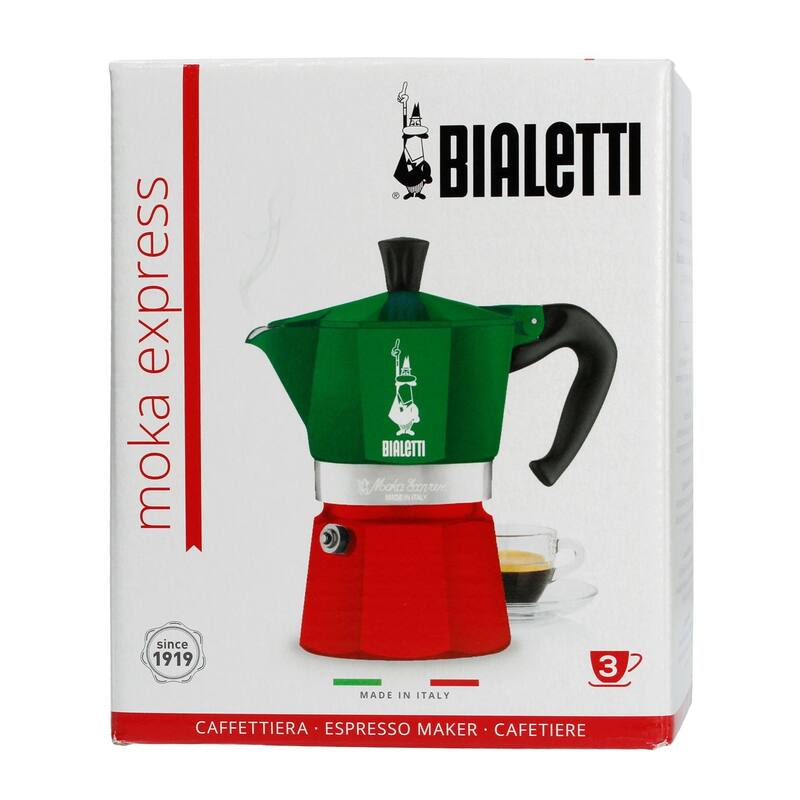 Moka 3-Cup Express Tri Color Espresso Maker, Green/Red