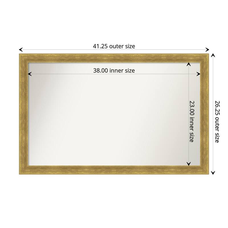 Angled Gold Framed Non-Beveled Custom Wall Mirror, Bathroom Vanity Mirror