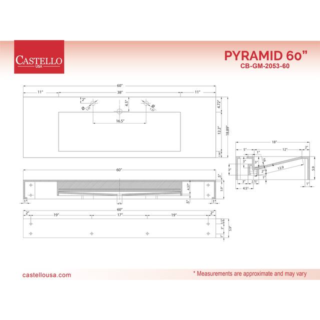 Pyramid Solid Surface Wall-Mounted Bathroom Sink