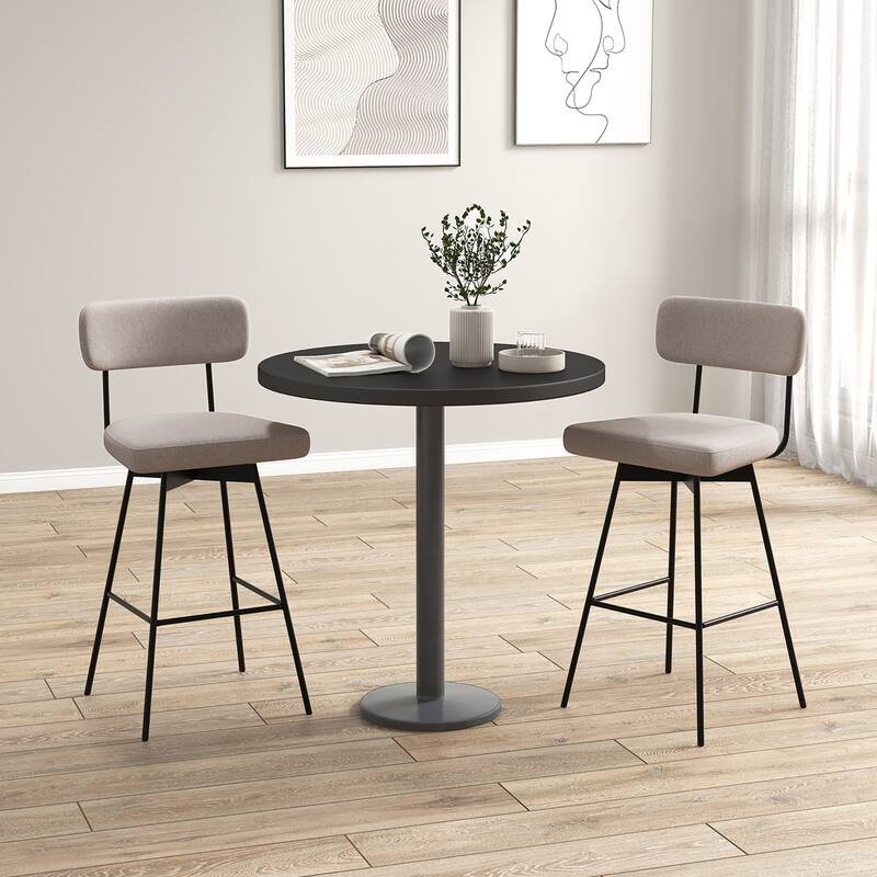 Gymax 2PCS Swivel Bar Stool 29'' Upholstered Bar Height Dining Chair