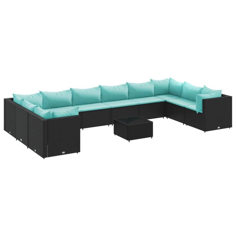 vidaXL Patio Lounge Set with Cushions Sectional Sofa Garden Backyard Poly Rattan - 24.8" x 24.8" x 22.6"
