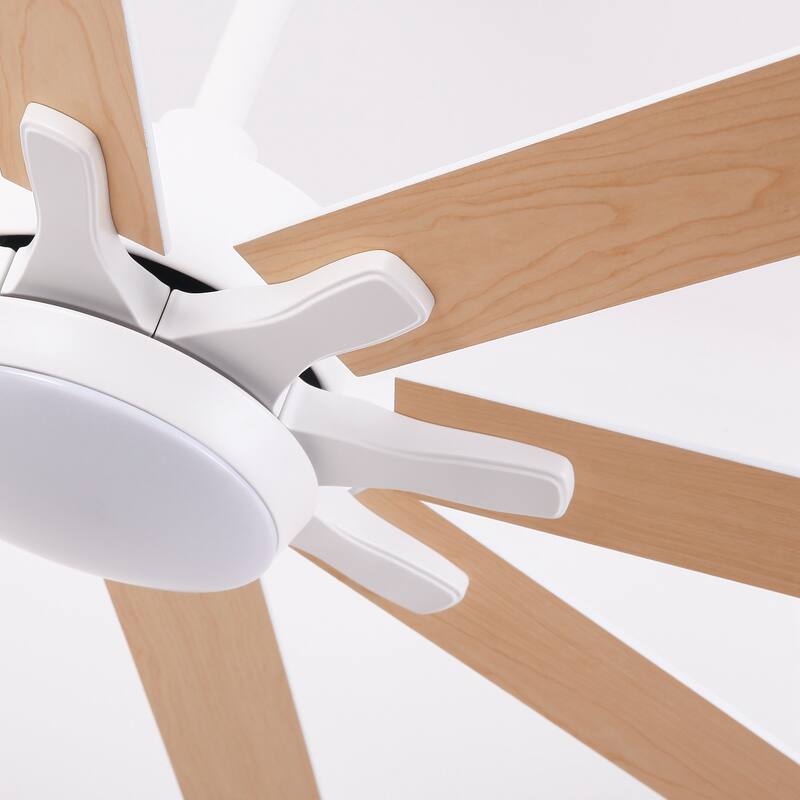 65" Integrated LED White Dimmable Ceiling Fan with Light and Remote - 65" D x 65" W x 13.4" H