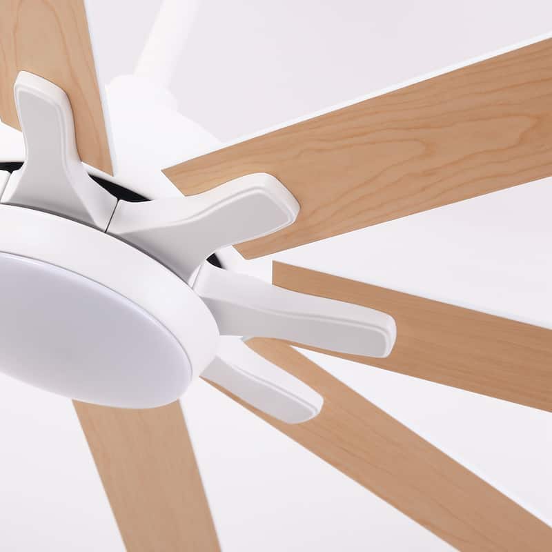 65 in. Integrated LED White Dimmable Ceiling Fan with Light and Remote - 65" D x 65" W x 13.4" H