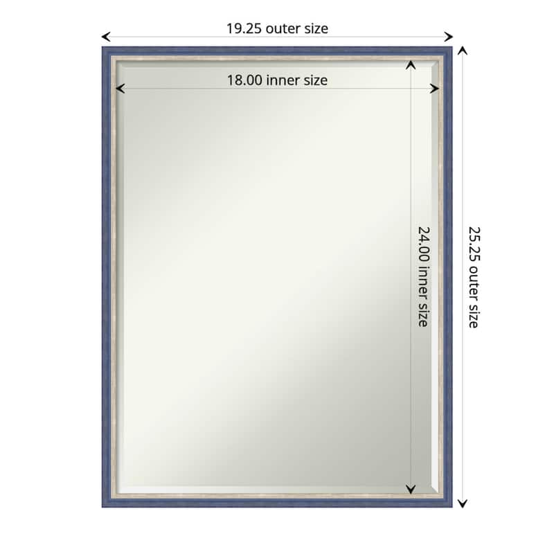 Theo Narrow Half-Inch-Bevel Wood Framed Wall Mirror - Glass Size 18x24 - Theo Blue Narrow