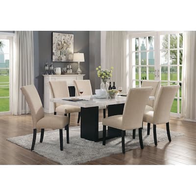 Genuine Marble Counter Height Dining Table in White