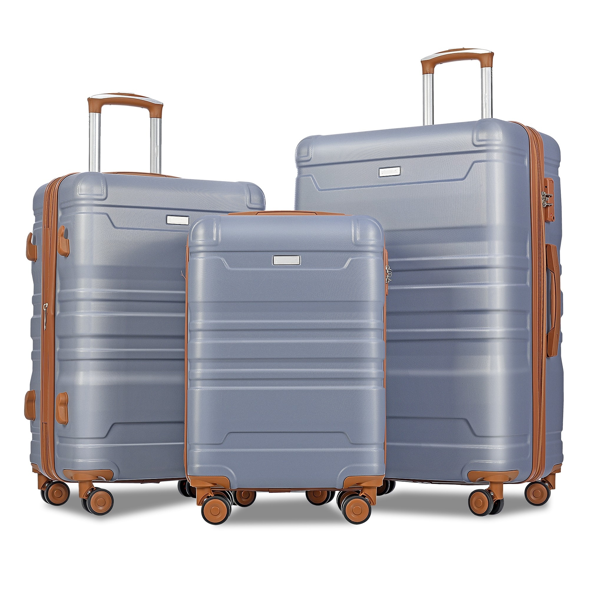 3-Piece, 20/24/28-Inch Modern Expandable Luggage Set, Hard-Shell Lightweight Luggage, for Boarding Travel, Blue