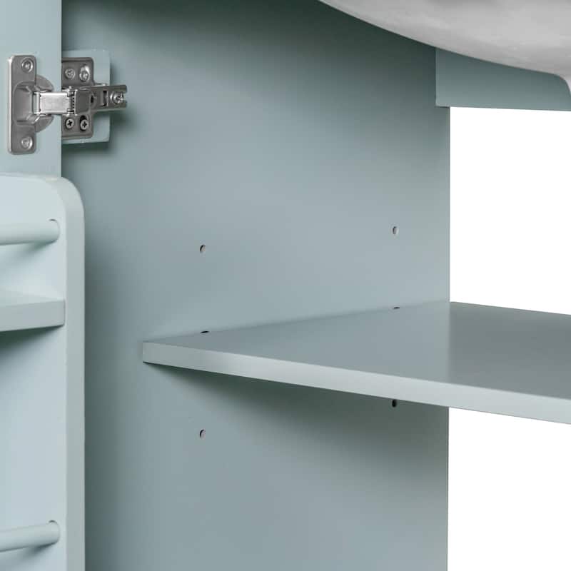 30 Inch Freestanding Bathroom Vanity Set in Green with Drawer and Ceramic Sink - 30" x 35" in.