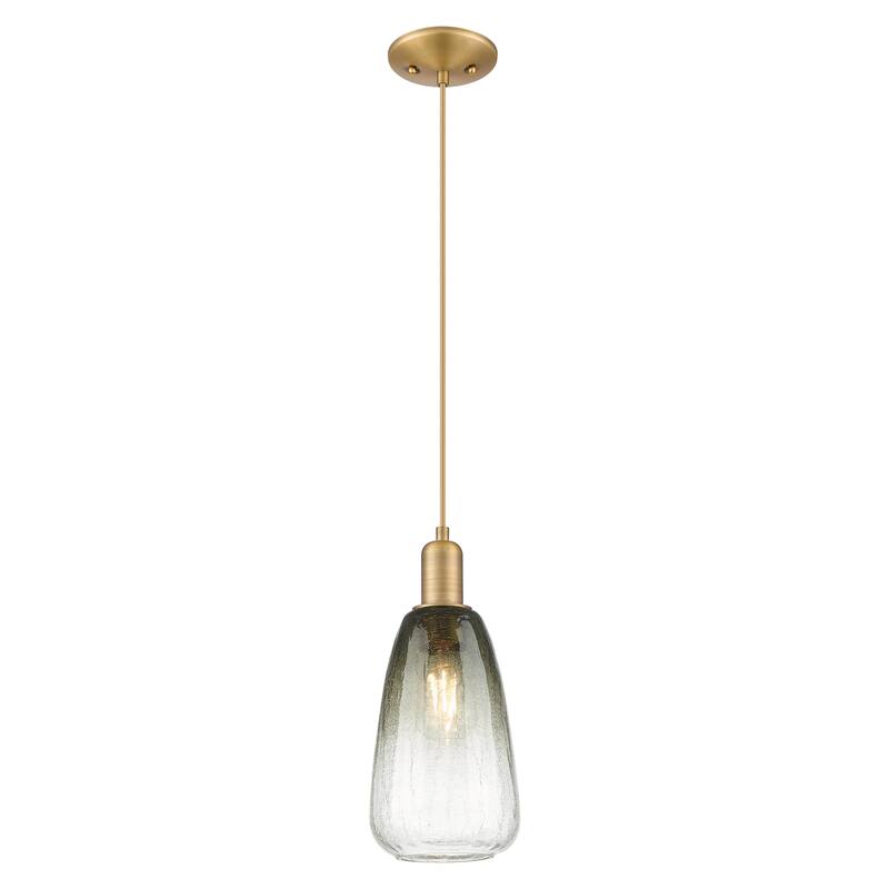 Innovations Lighting Downtown Urban - Brookhaven Almond - 1 Light 6" Cord Hung Mini Pendant - Brushed Brass/Slate Shade