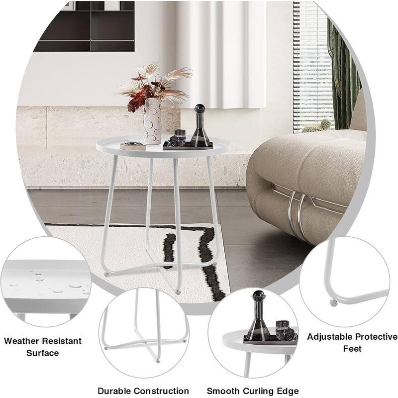 Outdoor Indoor End Table MetalW aterproof Round Side Table