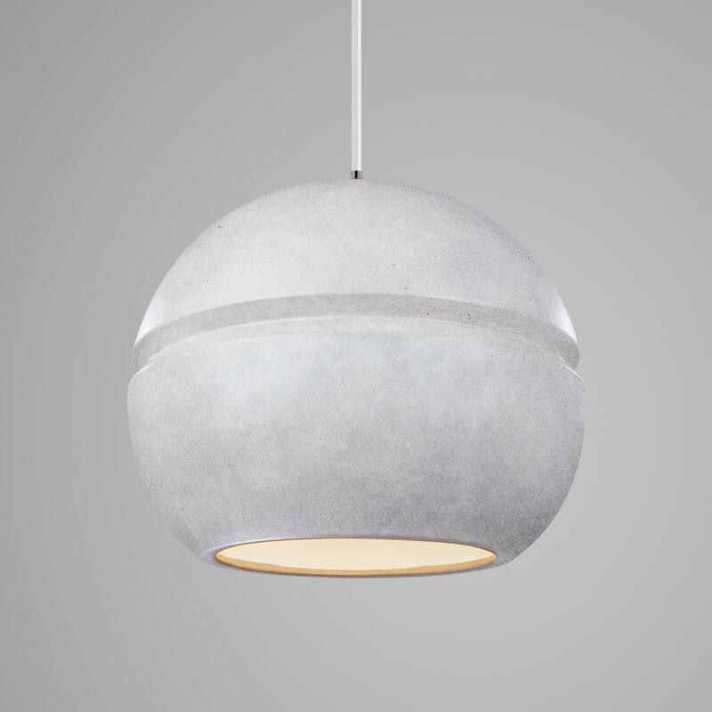 Carson Carrington Sallebyn Brushed Nickel Large Pendant - Brushed Nickel, Concrete, White