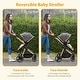 preview thumbnail 4 of 20, 2-in-1 Convertible Baby Stroller,Foldable Pushchair for Newborns with Reversible High Landscape Bassinet, Adjustable Canopy
