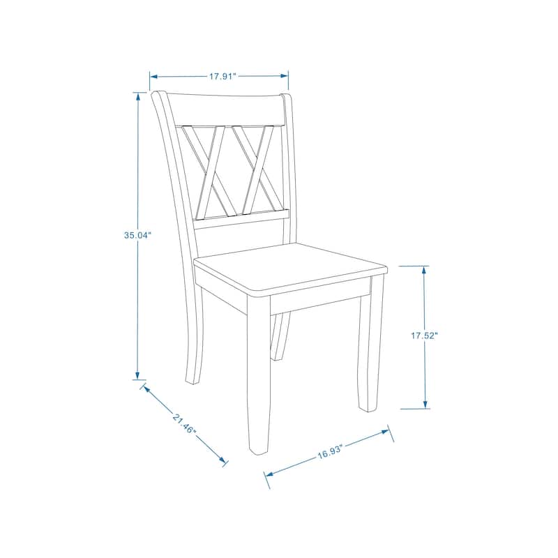 Double X-Back Solid Wood Dining Chair (Set of 2)