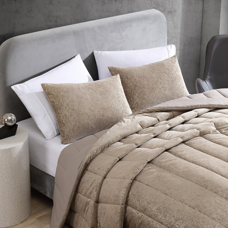 Kenneth Cole Banks Velvet Metallic Reversible Comforter Set
