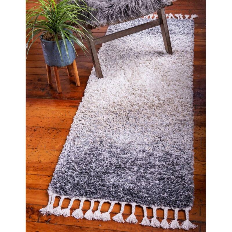 Shag Brico Collection Area Rug - 2'2"x6' - Gray