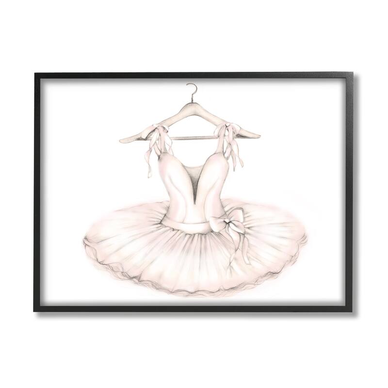 Stupell Ballerina Tutu on Hanger Pink Ballet Dance Outfit Framed Wall Art