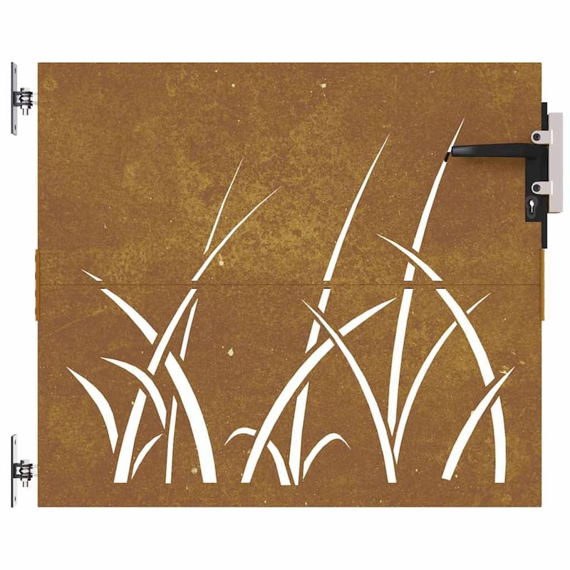 vidaXL Garden Gate Decorative Door Outdoor Fence Corten Steel Grass Design