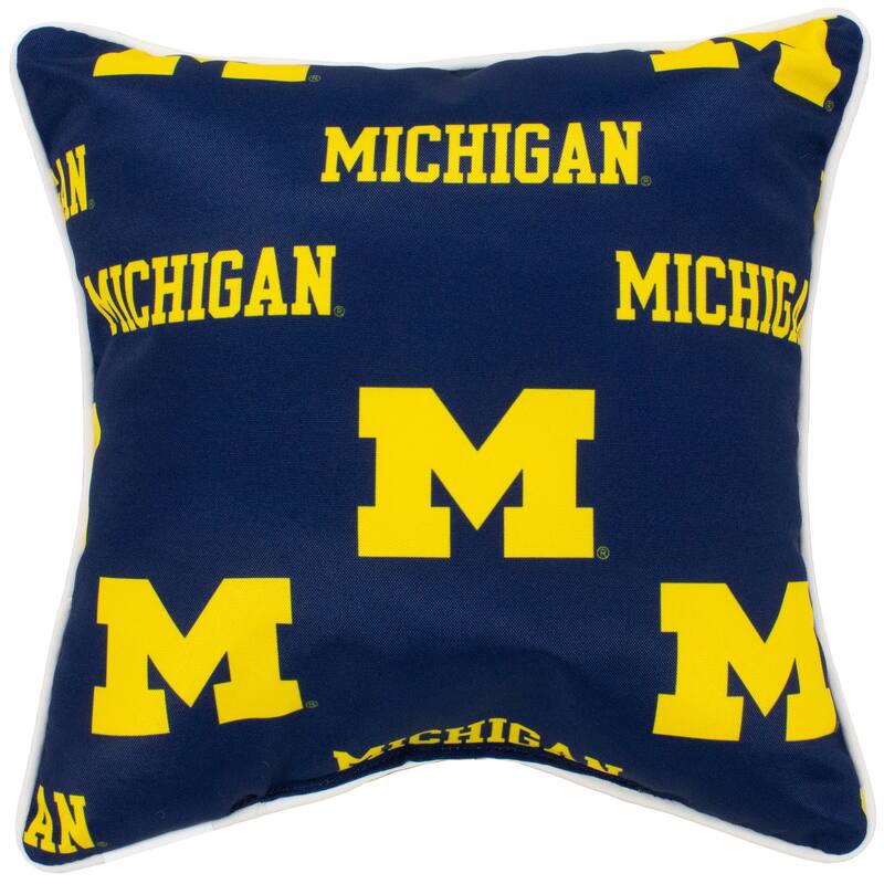 Michigan Wolverines Indoor / Outdoor Decorative Pillow Pair - (2) 16" x 16" Pillows