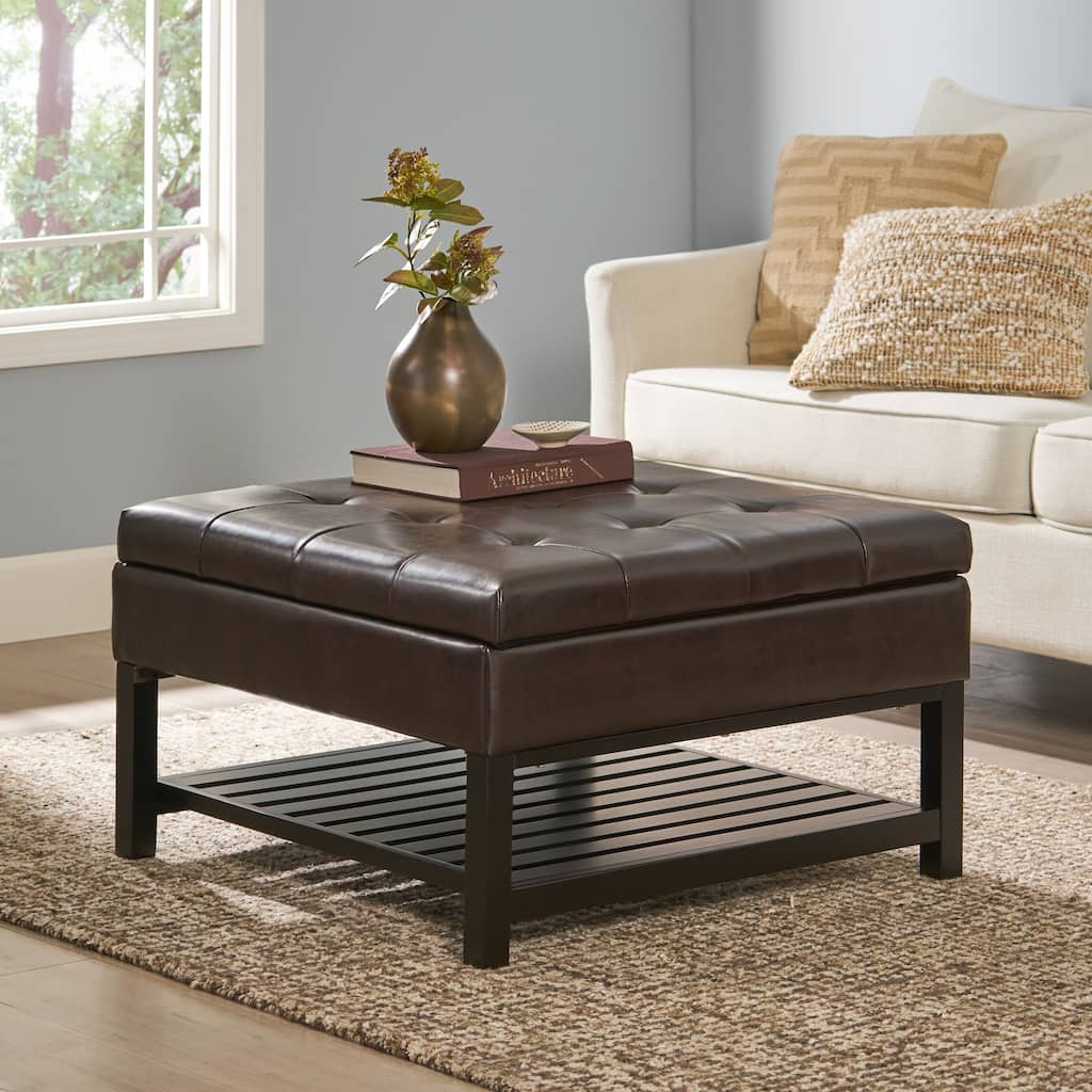 Miriam Wood Square Storage Ottoman Bench by Christopher Knight Home