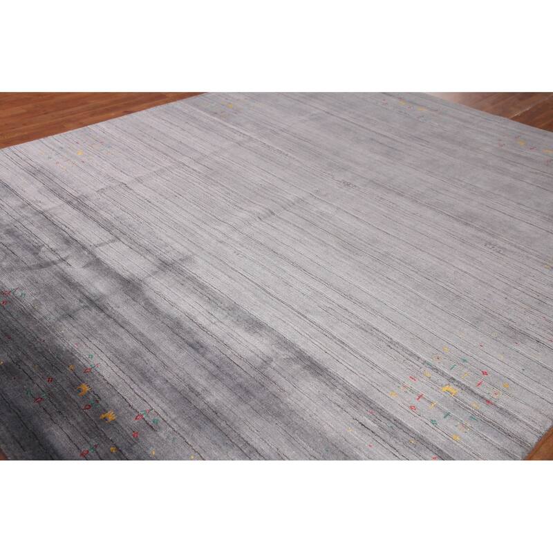 Gray Gabbeh Oriental Area Rug Handmade Wool Carpet - 8'2" x 9'8"