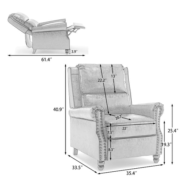 dimension image slide 1 of 5, Manual Glider Pushback Recliner Chairs with Nailhead Trim