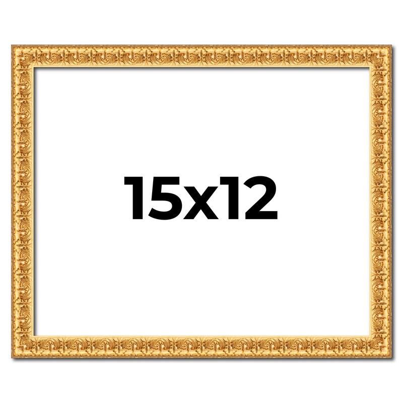 15x12 Frame Gold Real Wood Picture Frame Width 1 inches | Interior