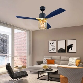 52 in. LED Indoor Black Ceiling Fan with Remote Control
