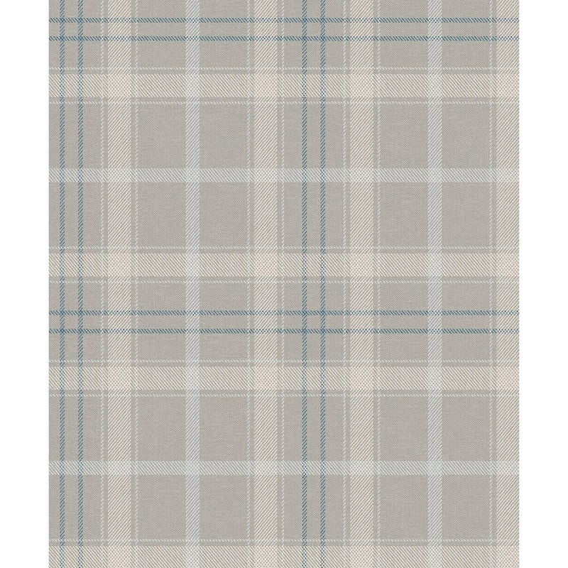 NextWall Tailor Plaid Peel and Stick Wallpaper - 20.9 in. W x 18 ft. L - Argos Grey & Blue