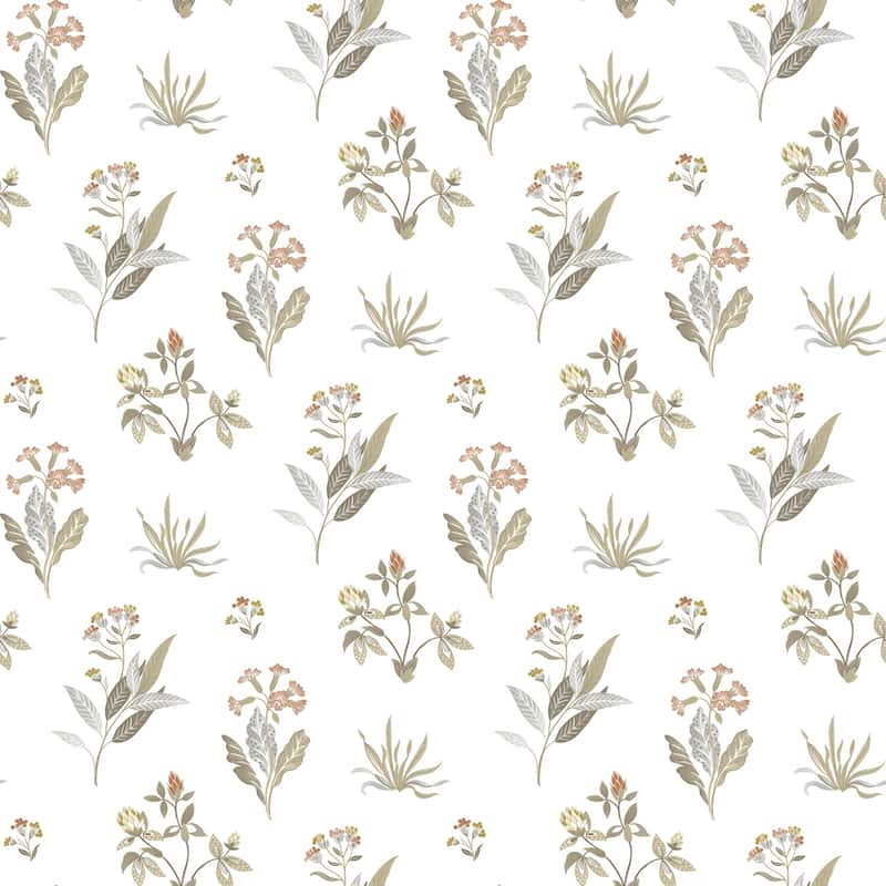 Galerie Wallcoverings Cottage Chic Large Floral and Leaf Motif ECODECO Material Matte Wallpaper Roll - 33 feet x 21 inches - Beige